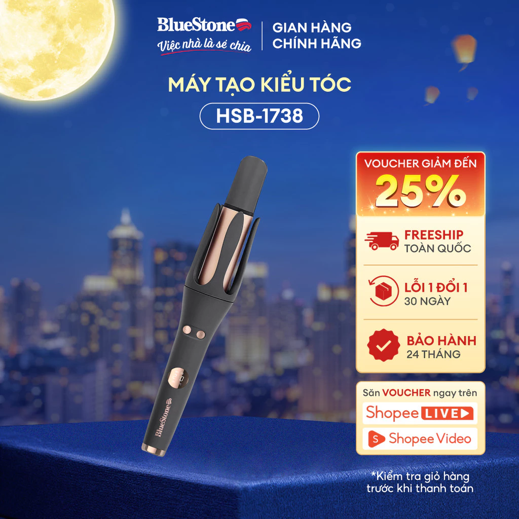 [LIVE] Máy Uốn Tóc Tự Động 360 ION Âm BlueStone HSB-1738 - 45W