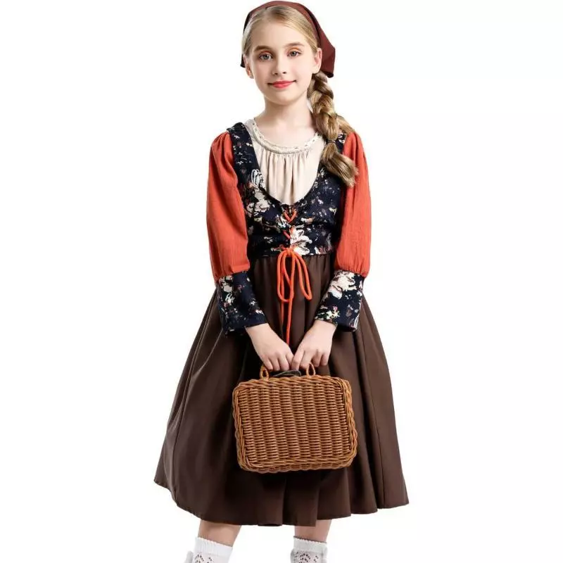 Bộ trang phục Halloween cho bé gái trang trại thời trung cổ Váy tòa án cổ điển kèm phụ kiện