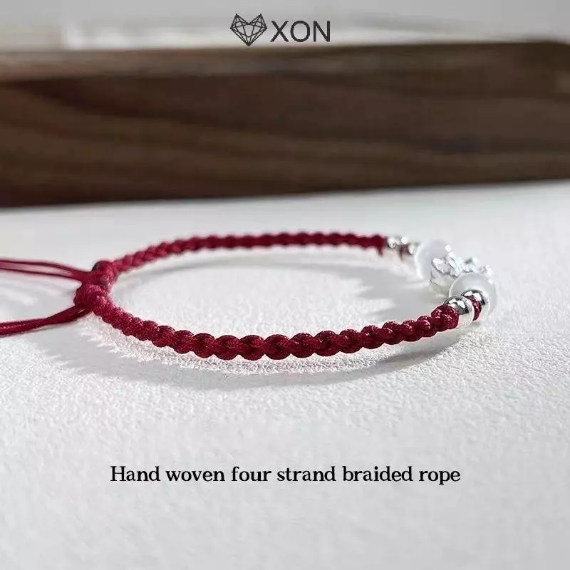 [XON] Vòng tay bện thủ công có thể điều chỉnh phong cách Trung Quốc cổ điển dành cho nữ Thời trang bé gái Vòng tay đính cườm hoa sen Quà tặng trang sức [Mina]