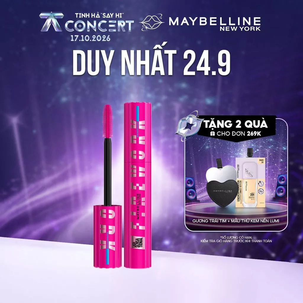 [Mới] Mascara Firework Chuốt Mi Cong Dài và Tỏa Mi 360 Độ Lash Sensational Maybelline New York Waterproof 8.75ml