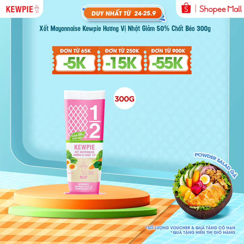 Xốt Mayonnaise Kewpie Hương Vị Nhật Giảm 50% Chất Béo 300g