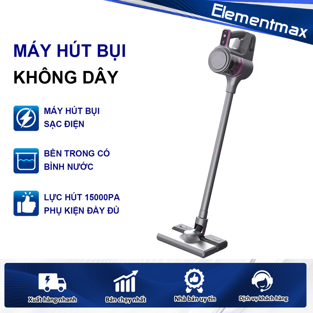15kPA Máy hút bụi không dây công suất lớn dùng trong gia đình cầm tay nhỏ gọn loại bỏ lông mèo và ve tích hợp hút và lau