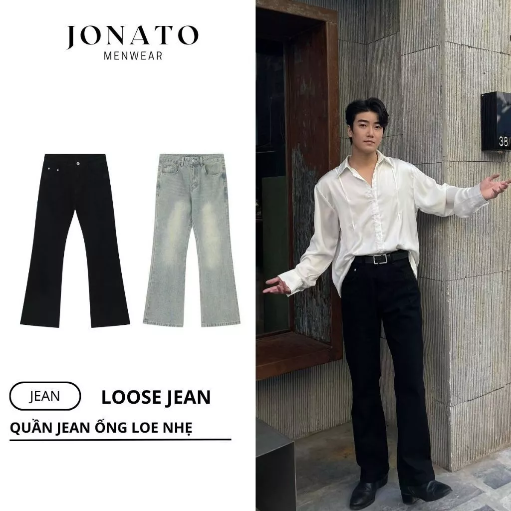 Quần jean ống loe nam JONATO dáng quần loe nhẹ theo phong cách khỏe khoắn và năng động, J096