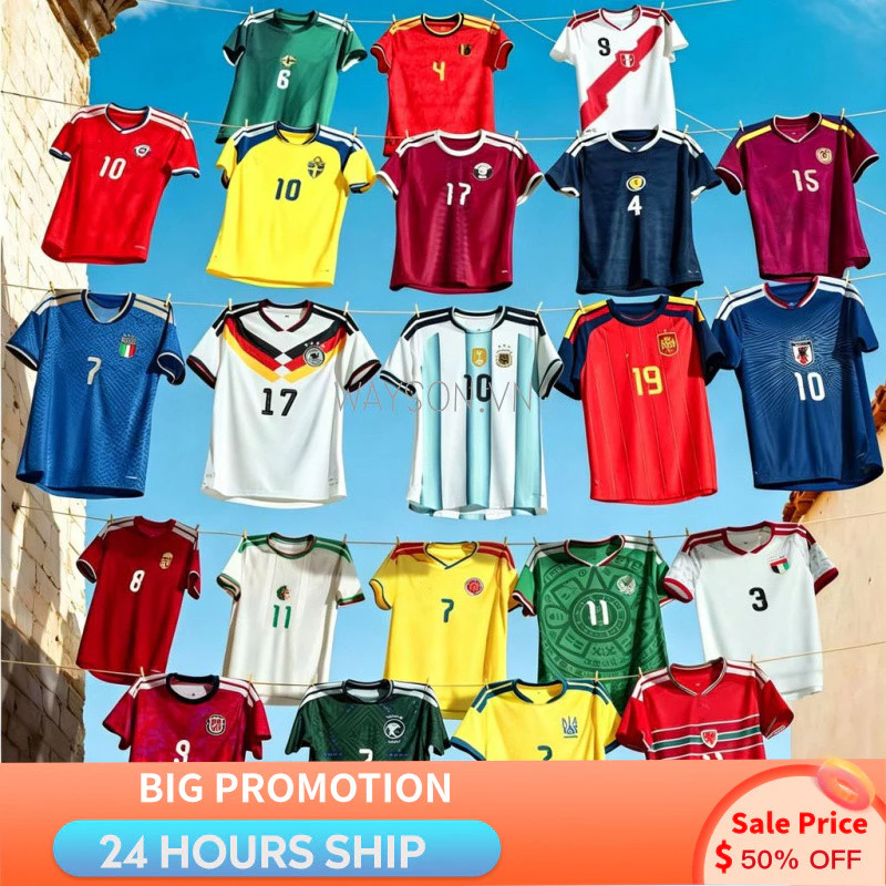 {SẴN SÀNG} Áo bóng đá nam World Cup Jersey Brazil Argentina Đức Tây Ban Nha Áo đấu Anh