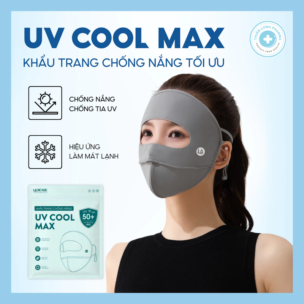 Khẩu Trang Chống Nắng Full Mặt LADICARE UV Cool Max, Vải Lụa Băng Chống Tia UV UPF50+, Nam Nữ Đều Dùng Được