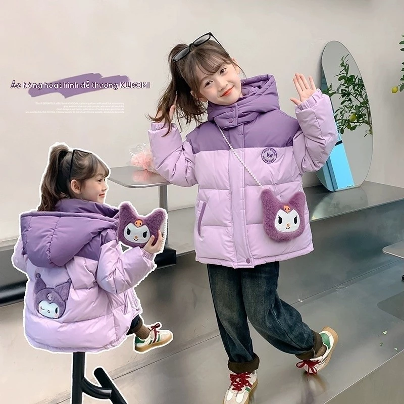 Áo khoác bông mùa đông cho bé gái kiểu Hàn Quốc Kuromi 7 tuổi 8tuổi 9tuổi 10tuổi 11tuổi 12tuổi