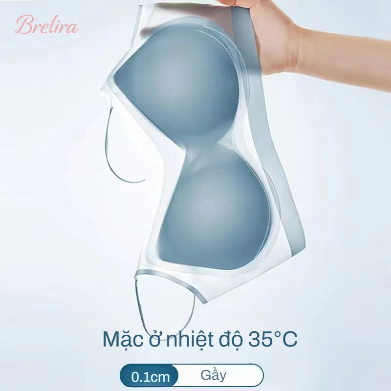『 Brelira 』 Áo ngực siêu mỏng bằng lụa băng dành cho nữ Áo ngực liền mạch Áo Vest một mảnh Quần lót thoáng khí Không có dây tập hợp Brassiere