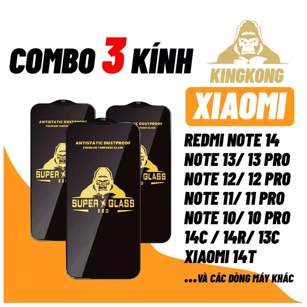 [COMBO 3 KÍNH] Kính cường lực cho XIAOMI REDMI NOTE 14 13 PRO 12S 11S 11 10 10S K80 K70 XIAOMI 14T 13T 12T 11T PRO Mi 11