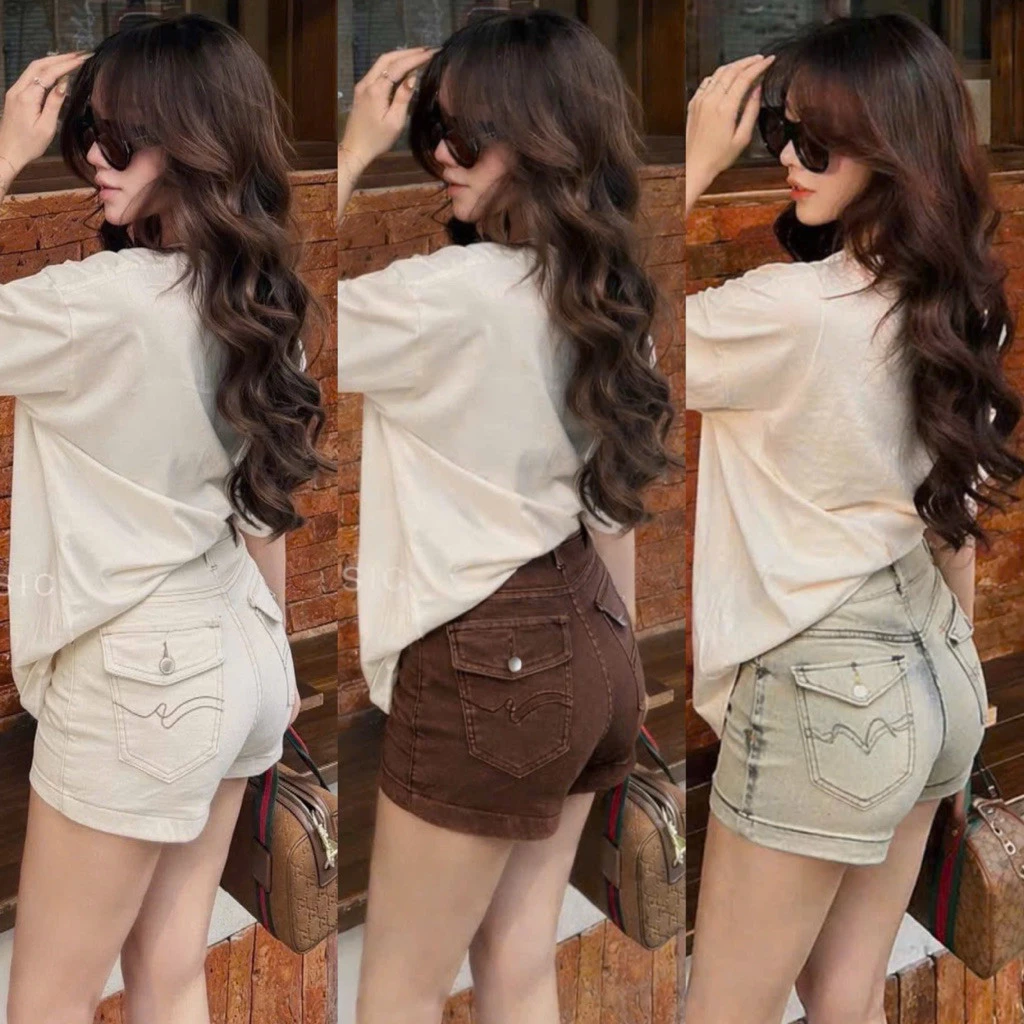 Quần Short Jeans Túi Nắp Kiểu Full màu H00