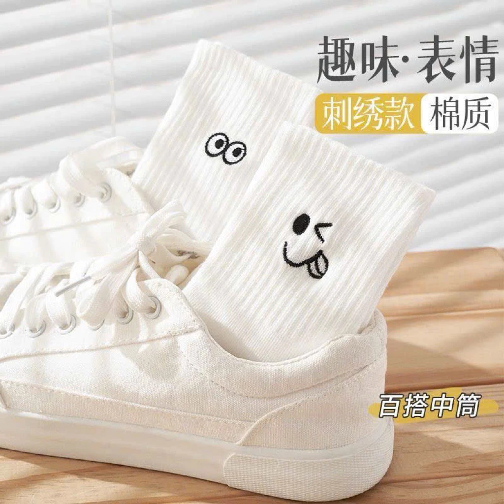 ComBo 10 Đôi Tất Hoạ Tiết Mắt Đáng Yêu Chất Coton Trống Hôi Kiểu Dáng Trẻ Trung Sang Trọng<thvan>