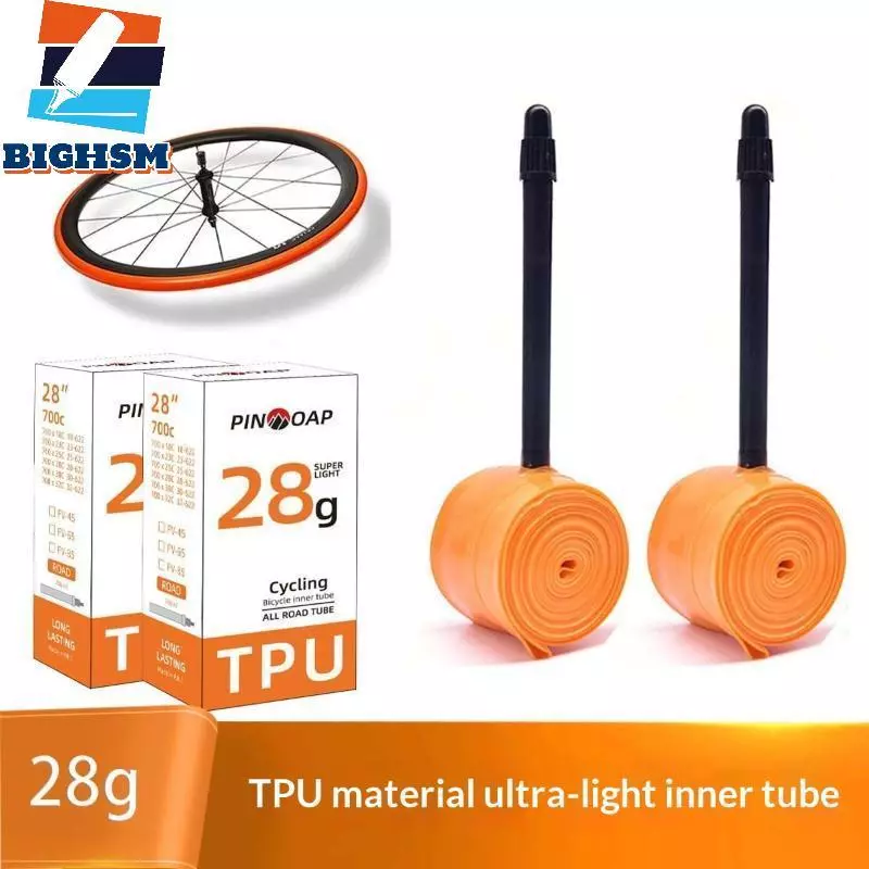 [BIGHSM] 28g Cam Xe Đạp TPU Ống Trong 700X18 25 28 32 Xe Đạp Đường Bộ Chất Liệu TPU Lốp 45 / 65 / 85mm Chiều Dài Van Pháp