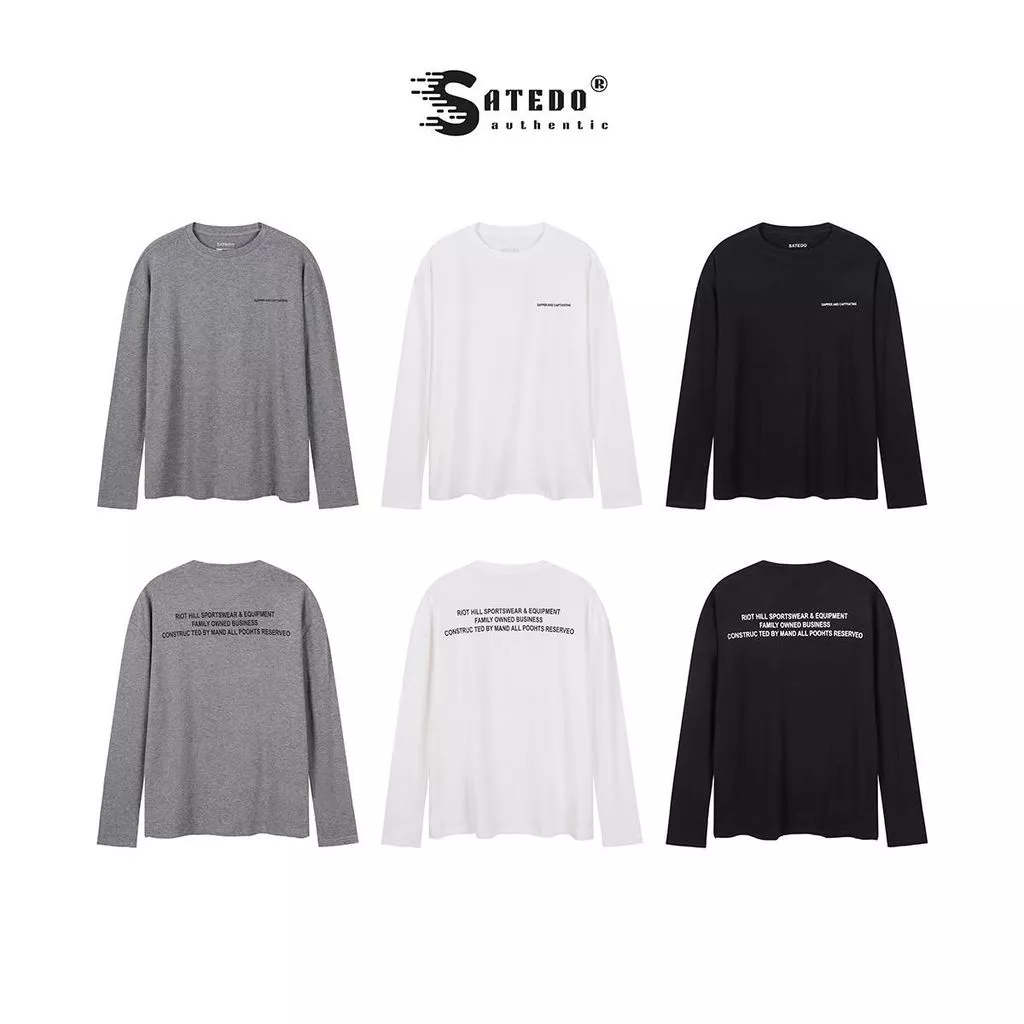 Áo Thun Dài Tay SATEDO Unisex Form Basic, Vải Cotton, In Chữ Trước Ngực & Mặt Sau, Phong Cách Streetwear, Mã SP: DT125