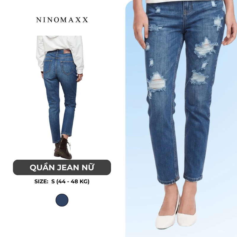 [CÒN SIZE 25] Quần jean nữ NINOMAXX ống rách thời trang mã 1904038