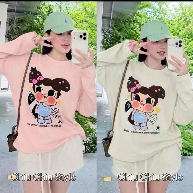 Áo thun giấy dài tay Minnie Mousse dễ mix đồ gồm nhiều màu sắc