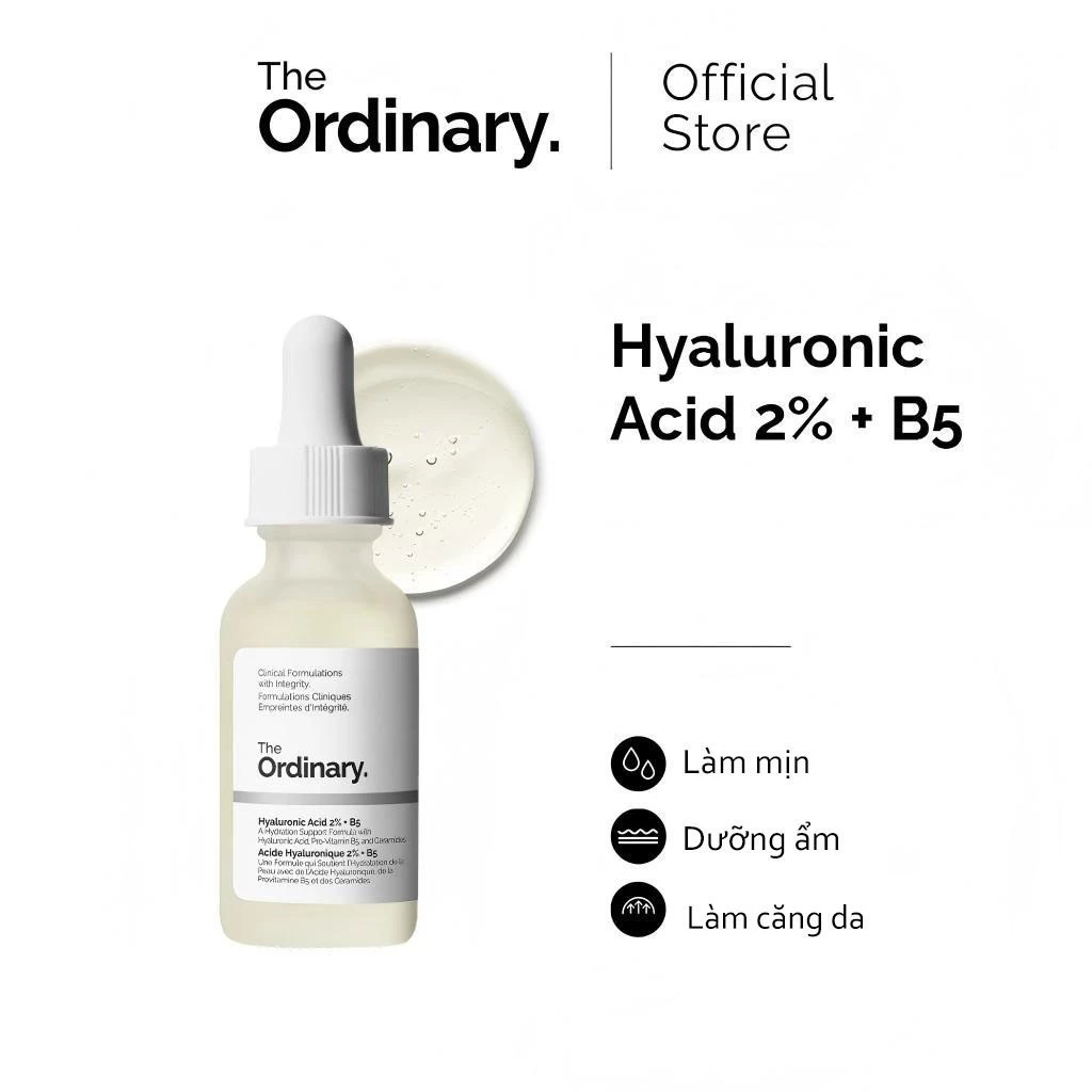 The Ordinary Hyaluronic Acid 2% + B5 - Dưỡng Ẩm Sâu, Căng Mọng Da, Làm Mịn 30ml