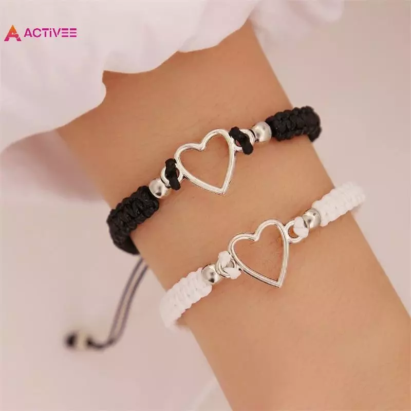 < Activee > Trái Tim Tình Yêu Cặp Đôi Vòng Tay Dành Cho Người Yêu Nữ Tay Thủ Công Dây Có Thể Điều Chỉnh Bạn Bè Mối Quan Hệ Phù Hợp Với Vòng Tay Trang Sức Quà Tặng Đẹp