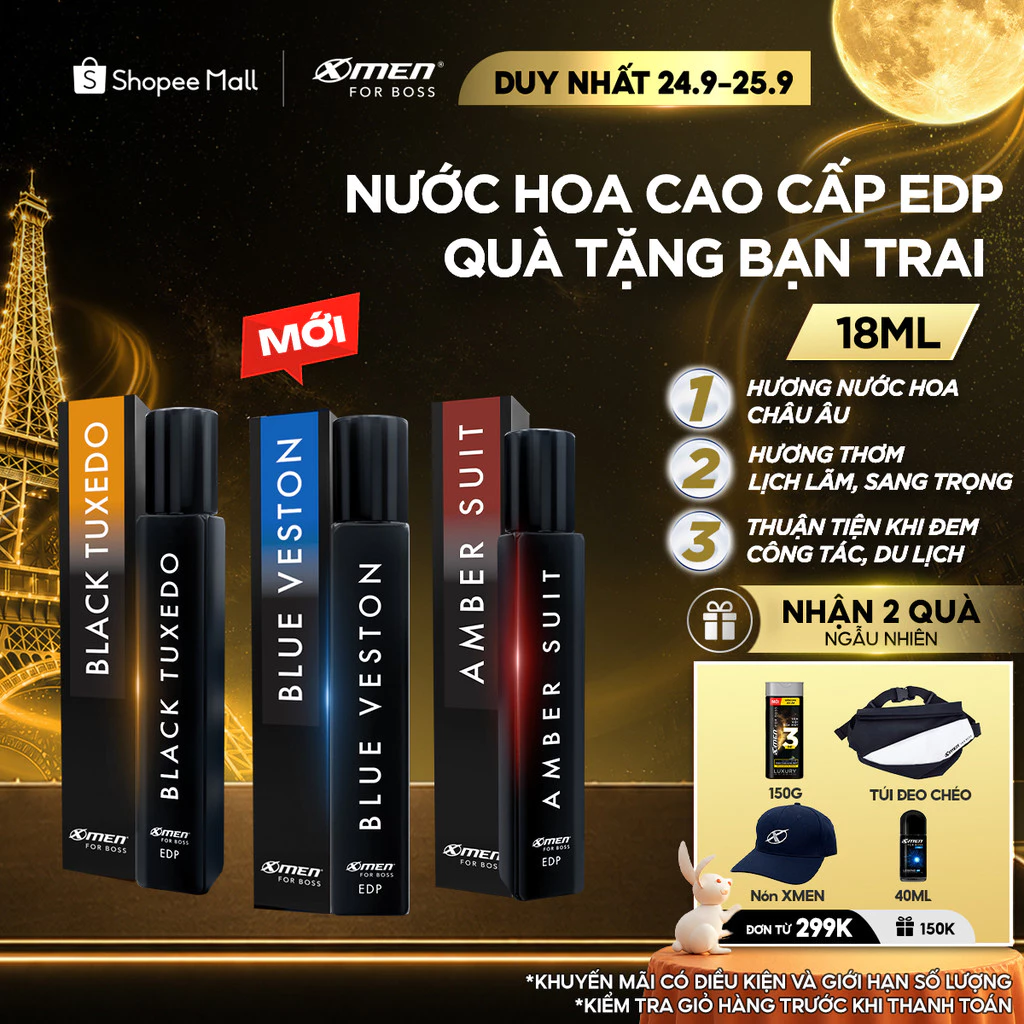 [MỚI] Nước Hoa Nam Cao Cấp XMen for Boss EDP chai 9ml, Hương Thơm Lịch Lãm, Lưu Hương 48H, Quà Tặng Bạn Trai
