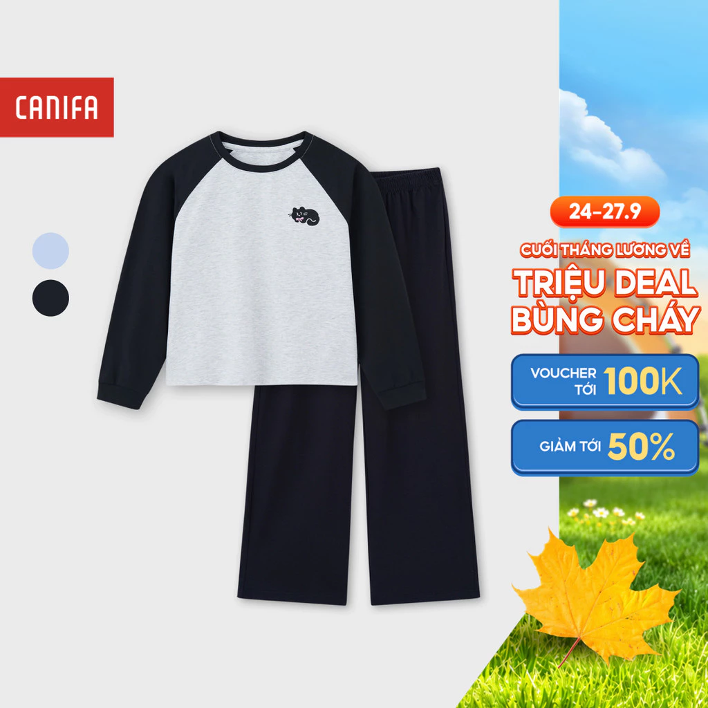 Bộ quần áo bé gái CANIFA dài tay có hình in dễ thương 1LS26W011