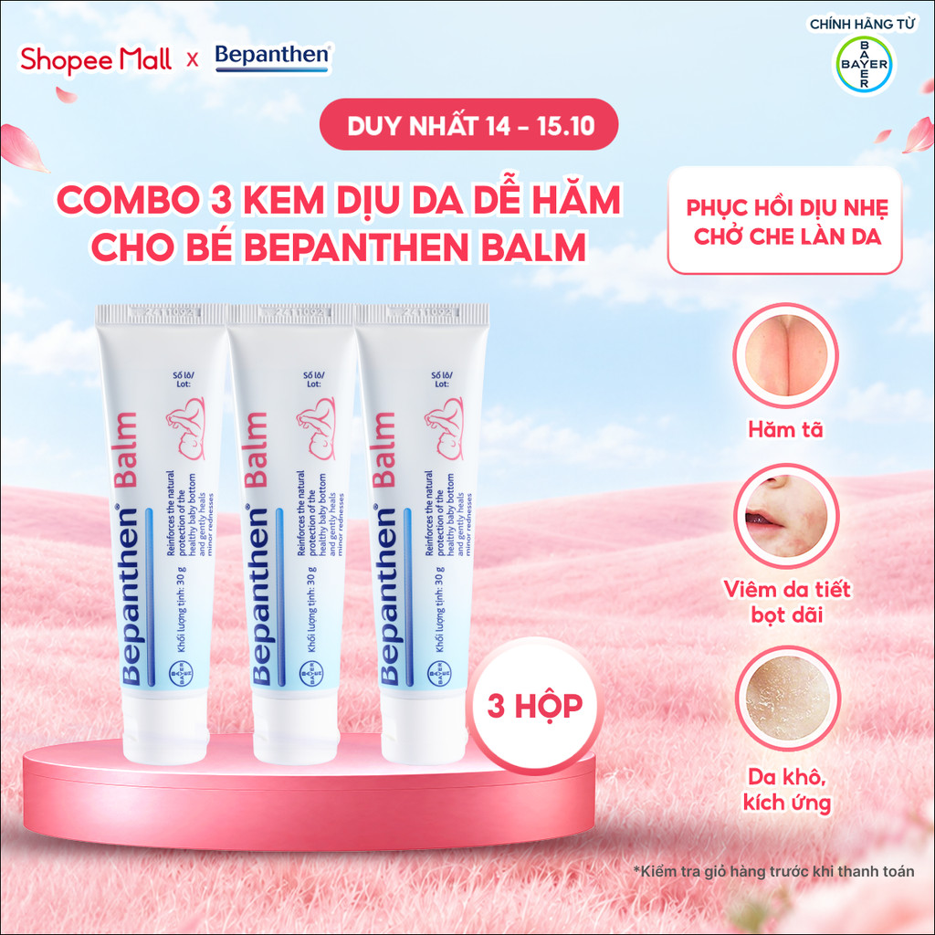 Combo 3 Tuýp Kem Dịu Da Dễ Hăm / Phục Hồi Da Bepanthen Balm Dạng Kem Mỡ Tuýp…