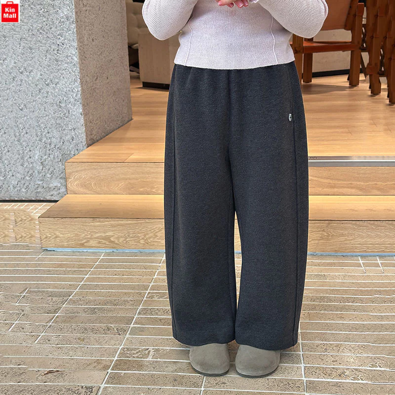 NEW 2025 (14-58kg) Quần Dài Chất Nỉ Ống Rộng phong cách Hàn Quốc cho Bé Gái - Chính Hãng Ambbkids