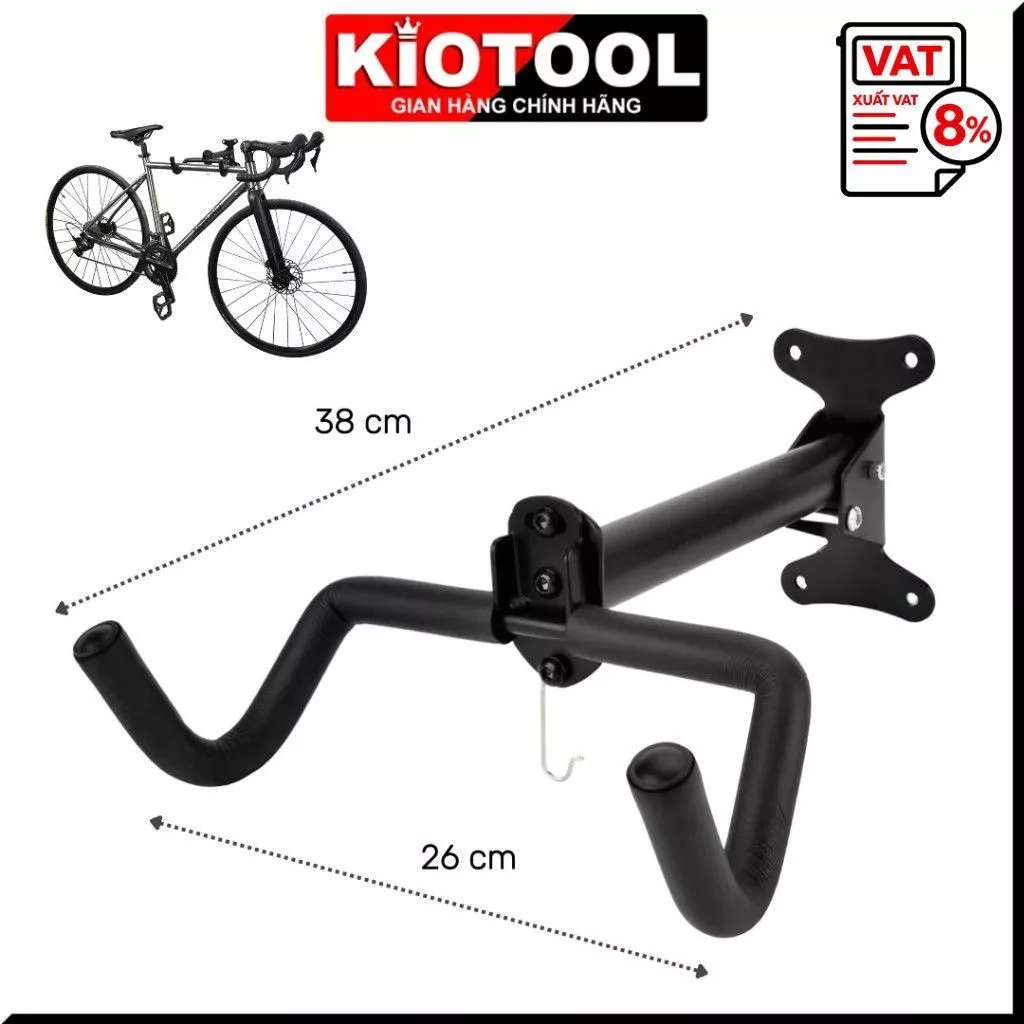 Giá treo xe đạp lên tường Kiotool có móc treo mũ bảo hiểm và gấp gọn