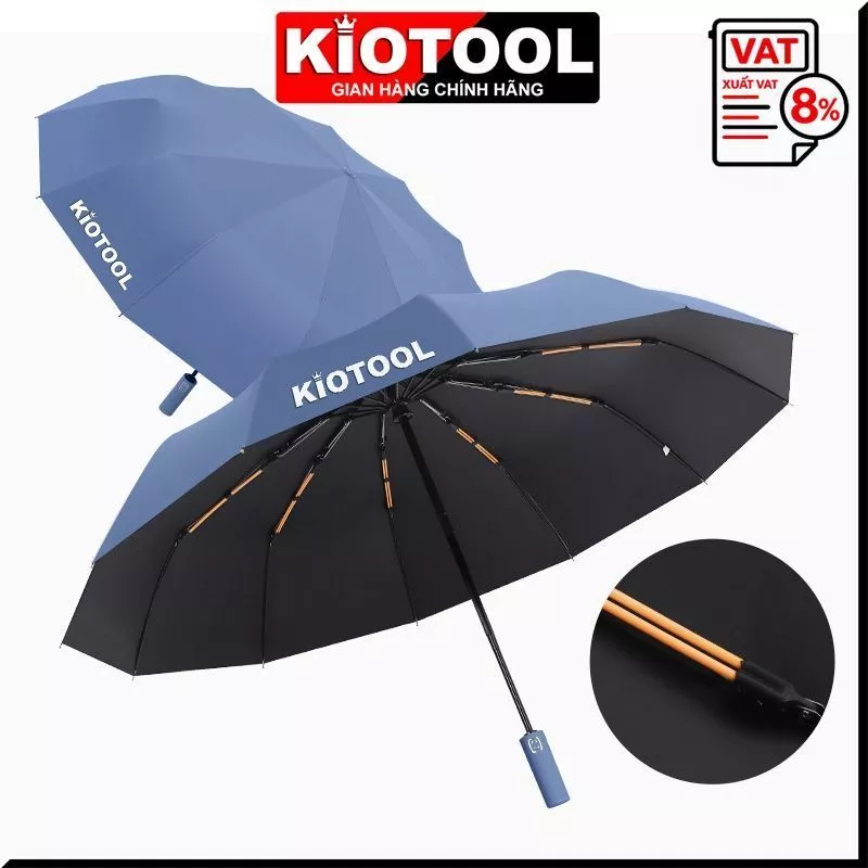 Ô gấp gọn tự động Kiotool 12 nan kép, ô dù che mưa nắng mini chống tia UV tự động đóng mở nhỏ gọn