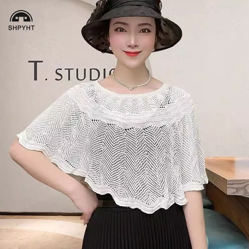 [SHPYHT] Khăn choàng Cotton rỗng dệt kim dành cho nữ Áo mùa hè, mùa thu thanh lịch dành cho nữ chống nắng Áo choàng Smo Mới
