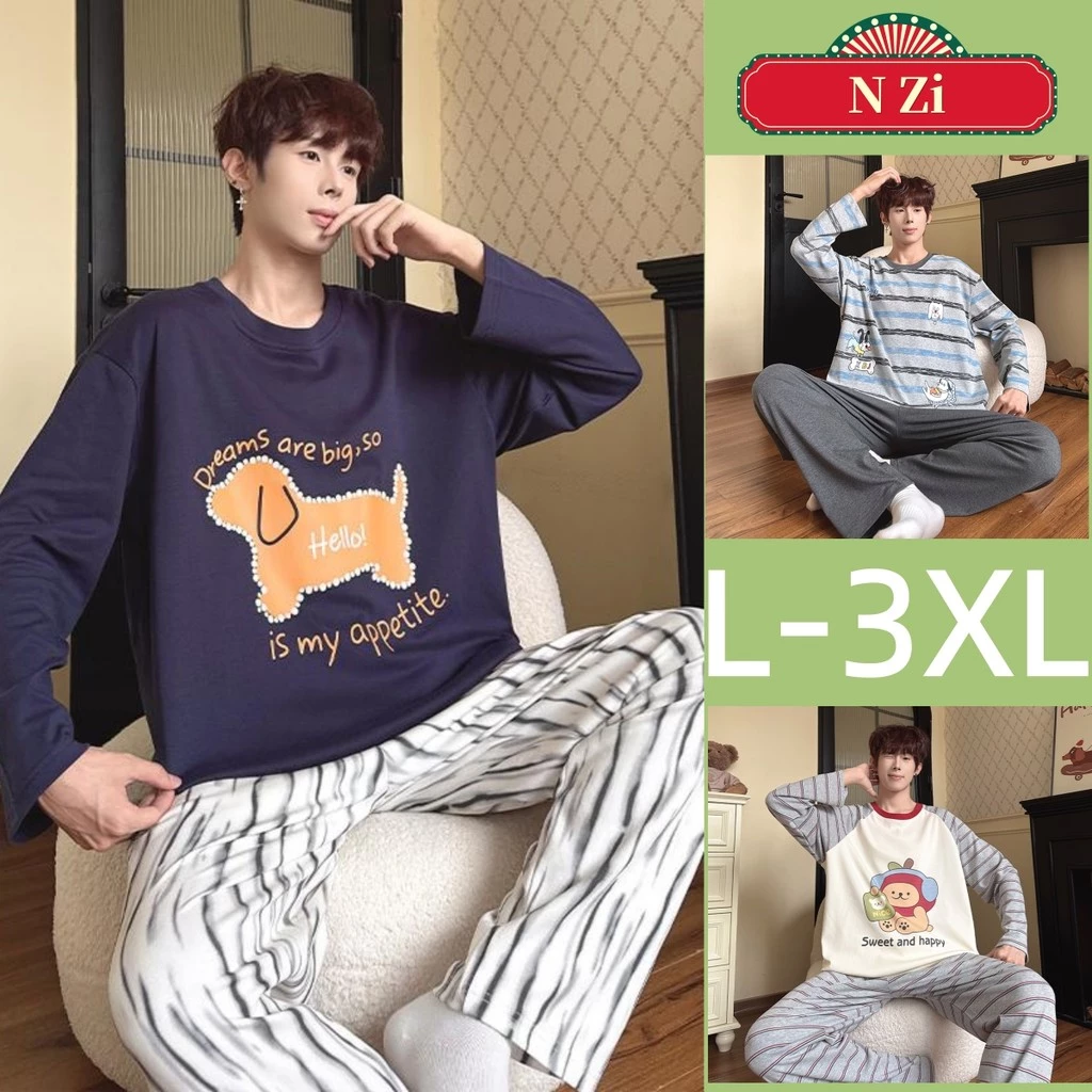 Bộ Đồ Ngủ Nam Bộ Đồ Ngủ Mùa Thu Đông Tay Dài Đồ Ngủ Người Phụ Nữ Hoạt Hình Dễ Thương Mặc Nhà L-3XL