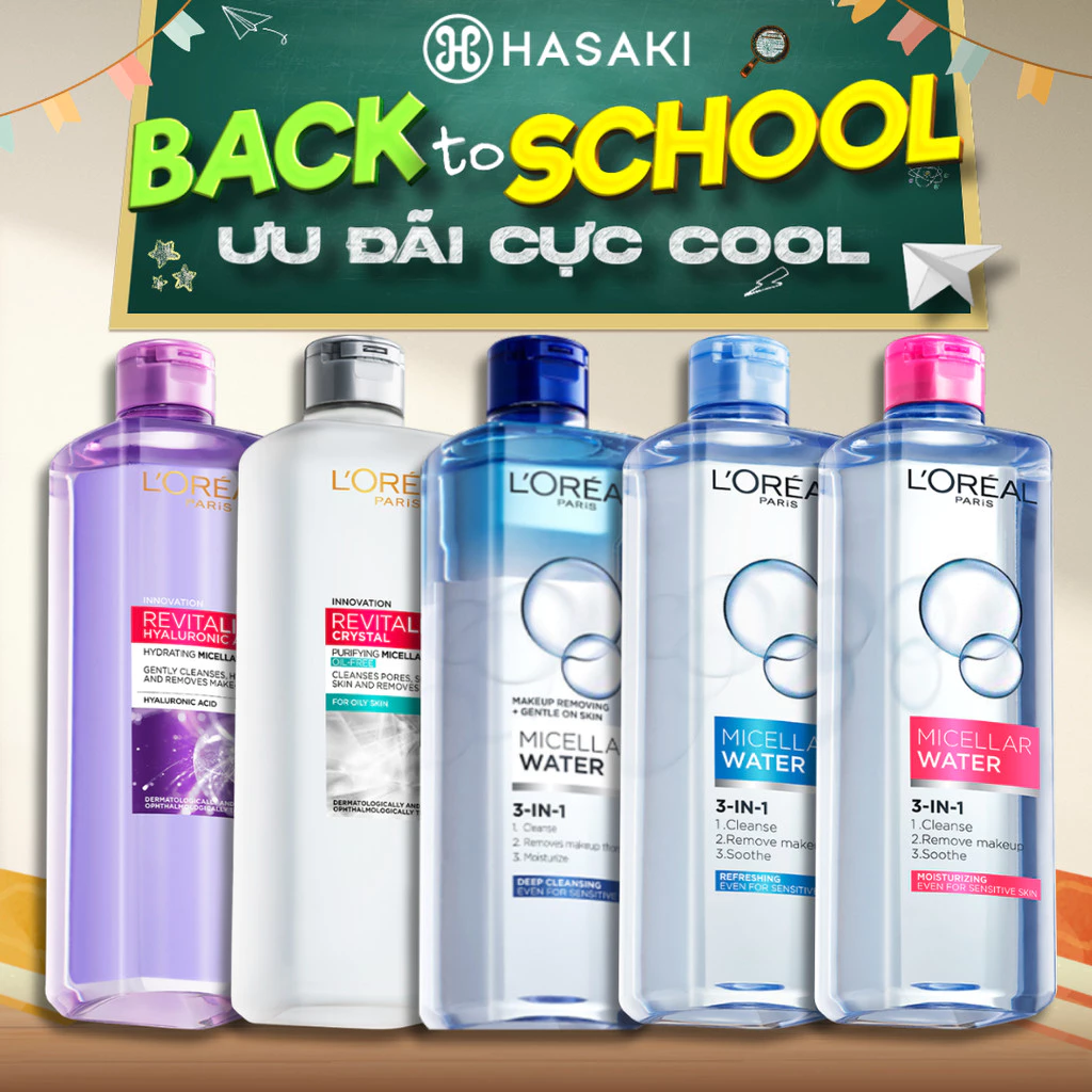 [DAILY] Nước Tẩy Trang L'oreal Dành Cho Da Dầu, Da Nhạy Cảm, Làm Sạch Trang Điểm 400ml Hasaki