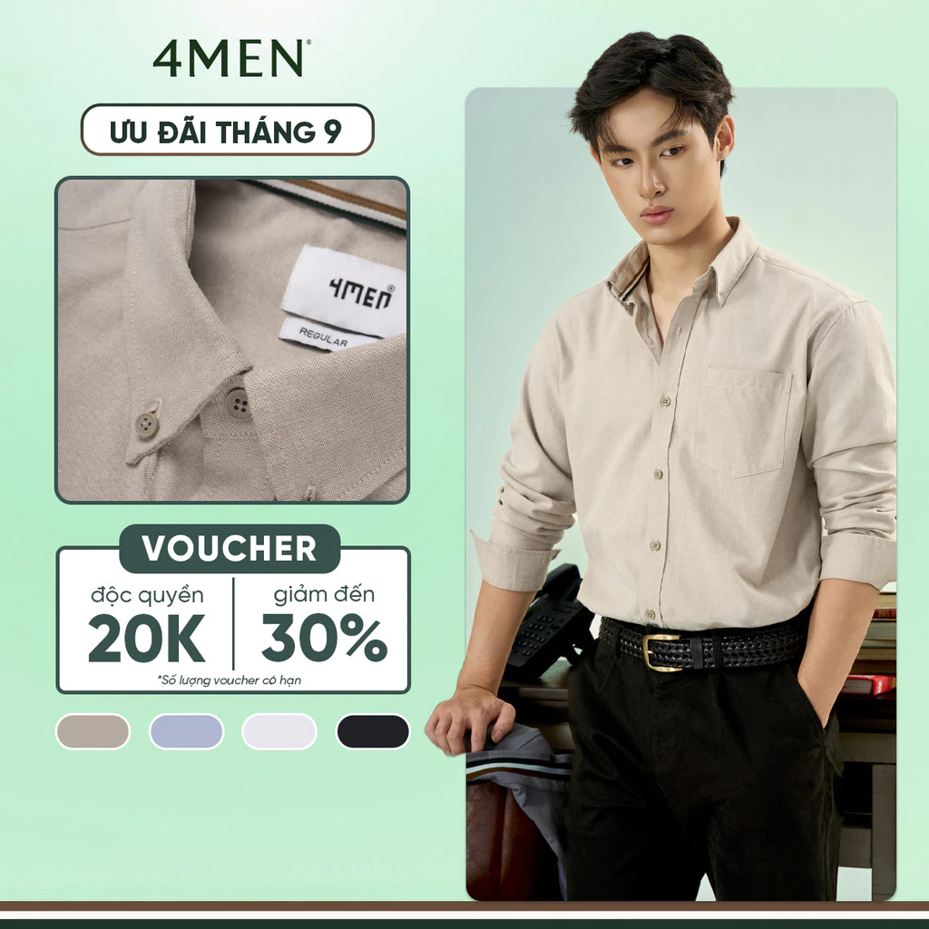 Áo Sơ Mi 4MEN Oxford Signature Stripe Form Regular SM209 Công Sở, Thanh Lịch