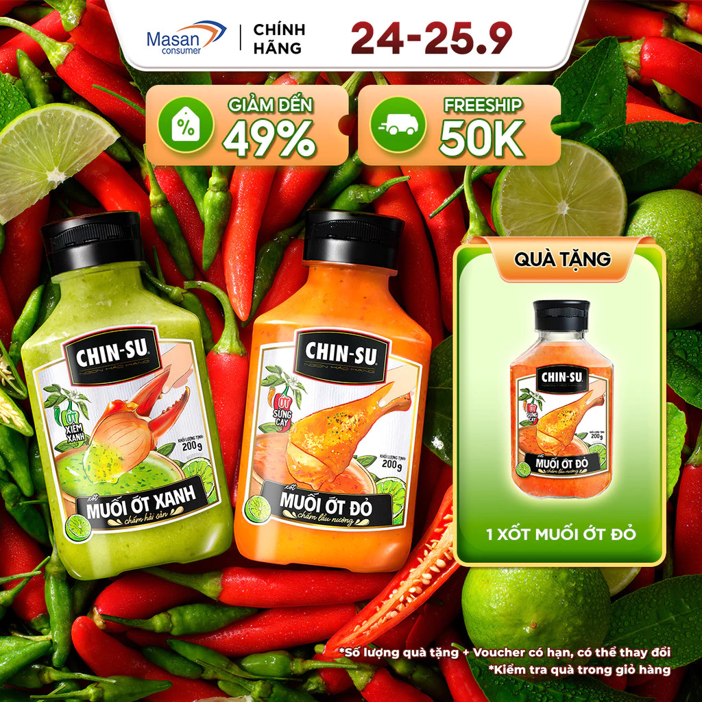 [Chọn vị] Combo 2 Xốt Muối Ớt Chin-Su Chai X 200Gr