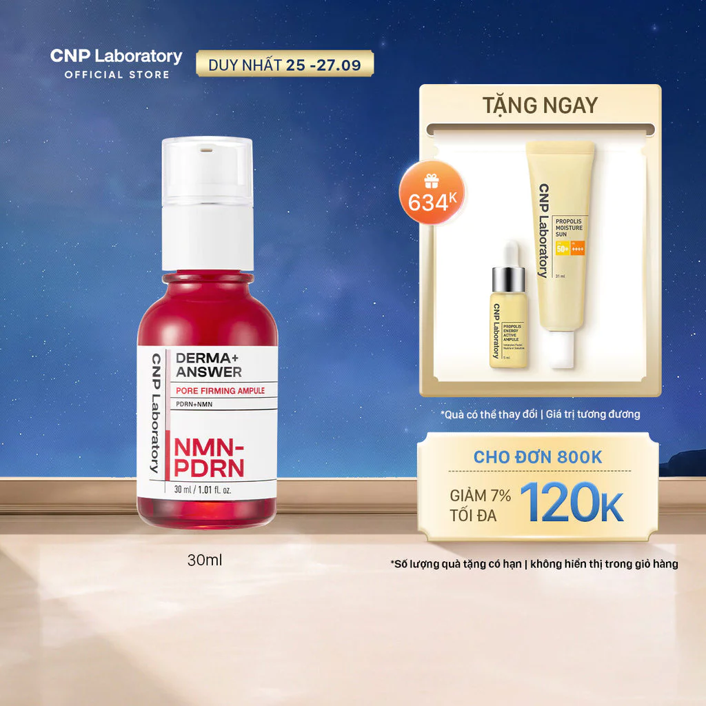 [CNP] Tinh chất đàn hồi NMN se khít lỗ chân lông CNP Laboratory D.A Pore Firming Ampoule NMN PDRN 15ml/30ml