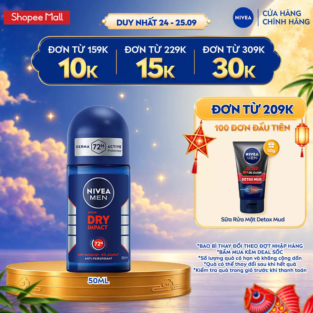 Lăn Ngăn Mùi NIVEA MEN Khô Thoáng 50ml / Lăn Khử Mùi Nam - 81610