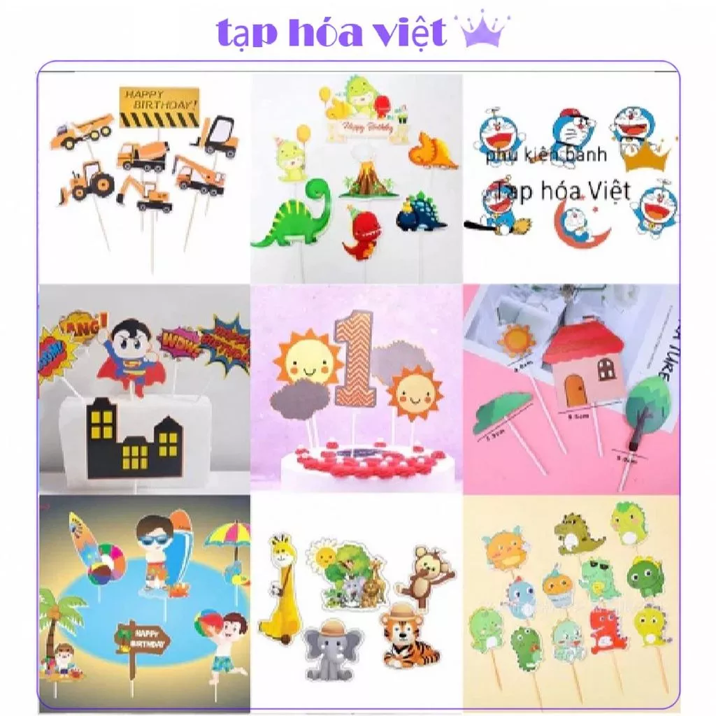 (5 SET) Tổng hợp SET CẮM chủ đề Bé Trai, Siêu Nhân, Rô Bốt, Khủng Long, Cảnh Sát, set hình giấy decor bé trai siêu xinh