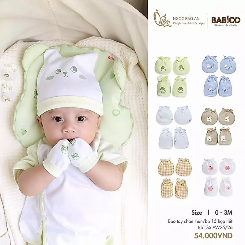 Set Bao Tay Chân Sơ Sinh BO CHUN, BO RIB Mềm Chống Tuột M&B Vải Cotton Cao Cấp Mềm Mịn Cho Bé Không Bị Hằn Da