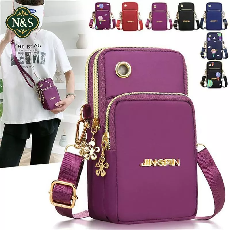 NS Chống Thấm Nước Nylon Nữ Đeo Ngang Điện Thoại Túi Đeo Vai Túi Nhỏ Ốp Lưng Ví NS