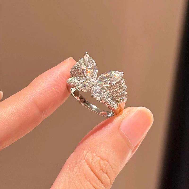 Bướm Zircon Nhẫn Phong Cách Hàn Quốc ins Phong Cách Tinh Tế Nhẫn Ánh Sáng Sang Trọng Cao Cấp Tay Trang Sức