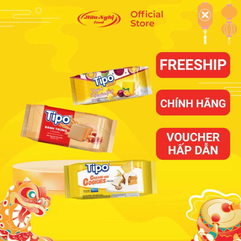Combo 5 Bánh trứng Tipo Các Vị 60g, Bánh Trứng Nướng Hữu Nghị