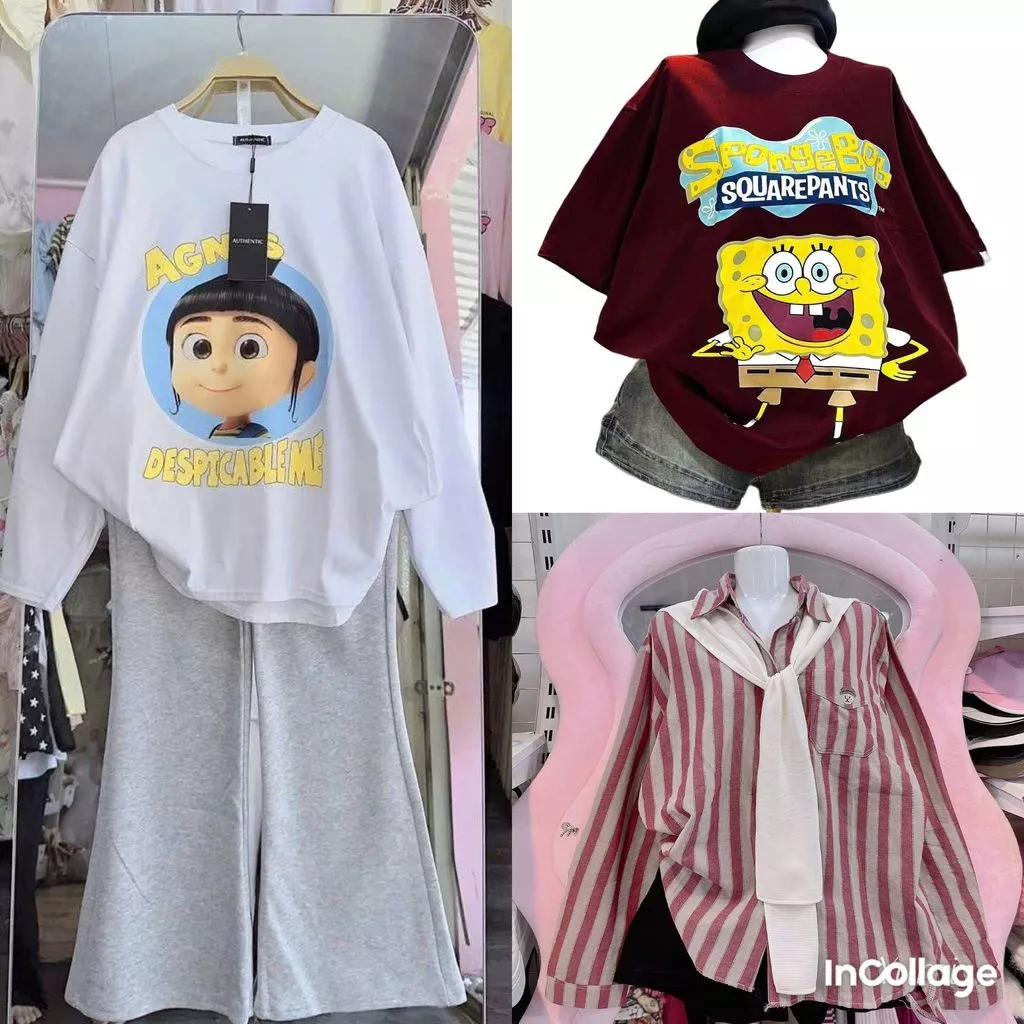 [ XẢ HÀNG ]   Áo thun lệch vai dài tay from rộng in nơ đỏ chất cotton mềm mịn dễ phối đồ -thoitrang