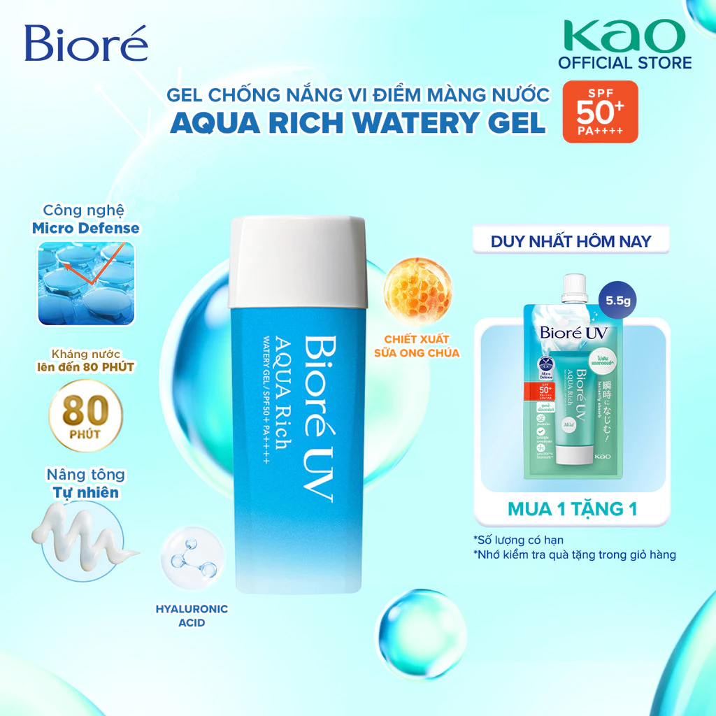Biore UV Aqua Rich Watery Gel Chống Nắng Màng Nước Dưỡng Ẩm SPF50+/PA++++ 90ml