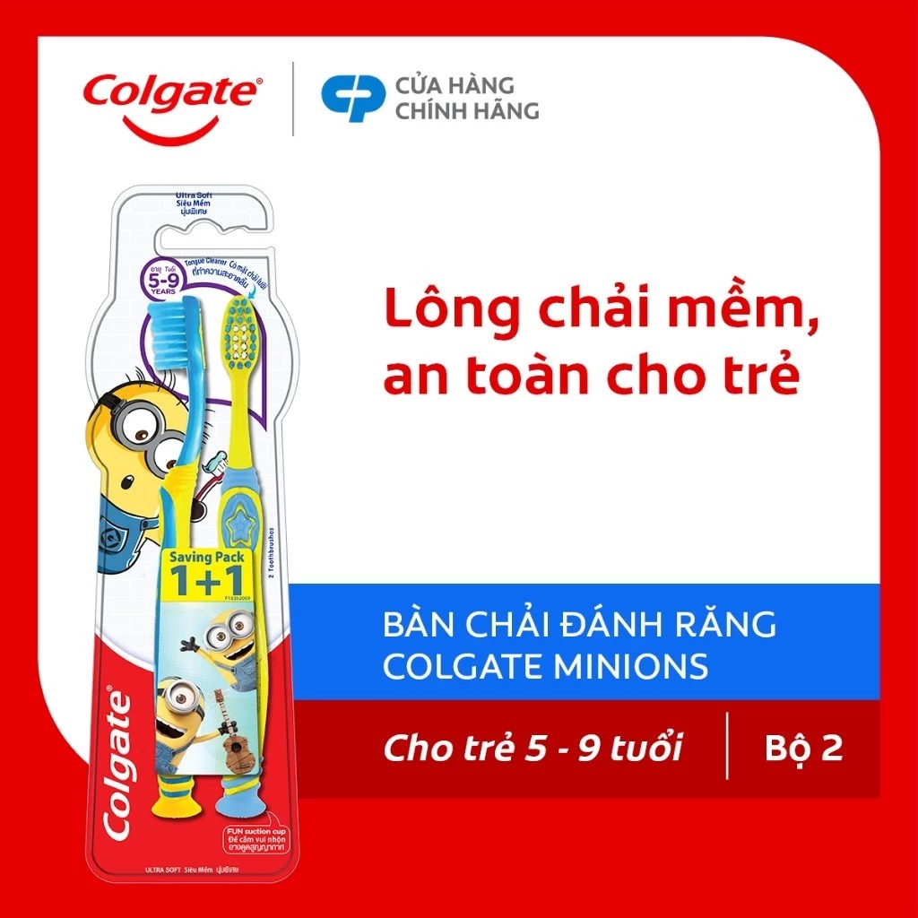 Bộ 2 bàn chải Colgate Minion Twin cho bé từ 5-9 tuổi