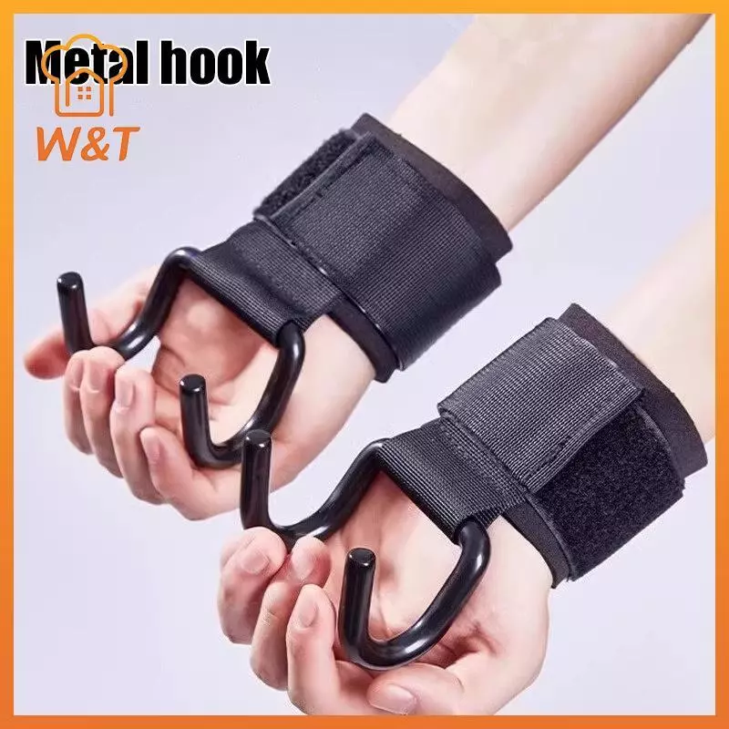 [W & T] 2 Móc nâng tạ Dây đeo cổ tay thanh cầm tay Phòng tập thể dục Móc tập thể dục Dây đeo trọng lượng Kéo lên Găng tay nâng sức mạnh để tập tạ Mới