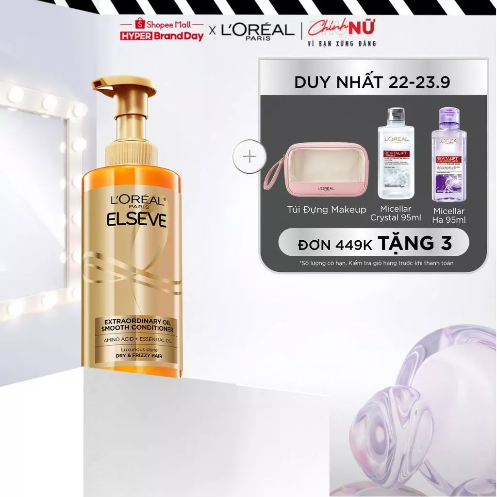 Dầu xả dưỡng tóc suôn mượt tóc cao cấp L'Oreal Paris Extraordinary Oil Smooth 440ml