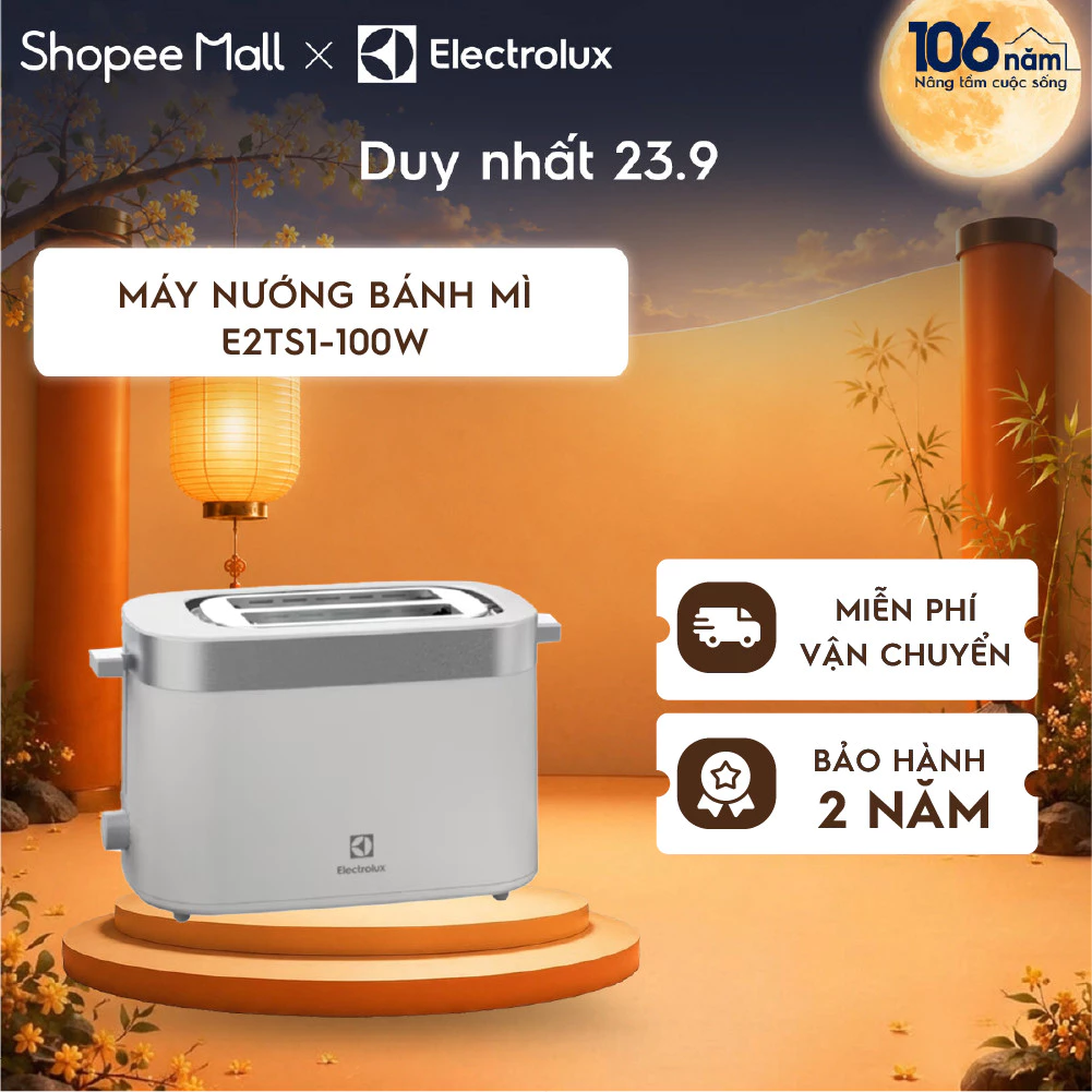 Máy nướng bánh mì Electrolux E2TS1-100W - 7 chế độ nướng, an toàn, BH 24 tháng