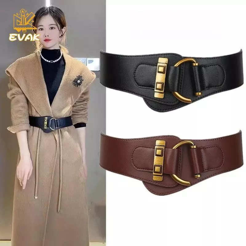 Alittlesetrtu Da PU Có Thể Tháo Rời Thắt Lưng Thời Trang Pin Bule Rộng Thắt Lưng Vintage Áo Khoác Đầm Thắt Lưng Nữ VN
