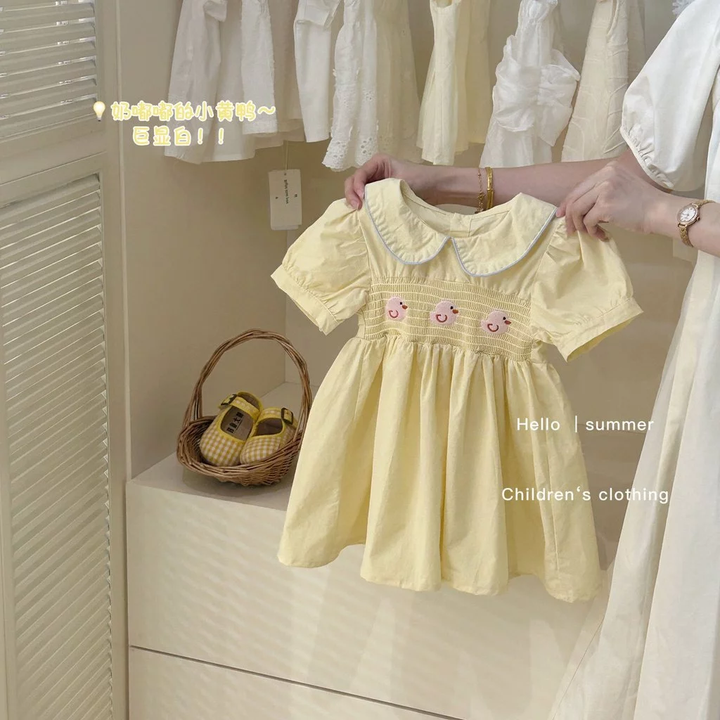 Váy mùa hè cho bé gái Phong cách mới Váy Cotton thời trang Váy vịt dễ thương
