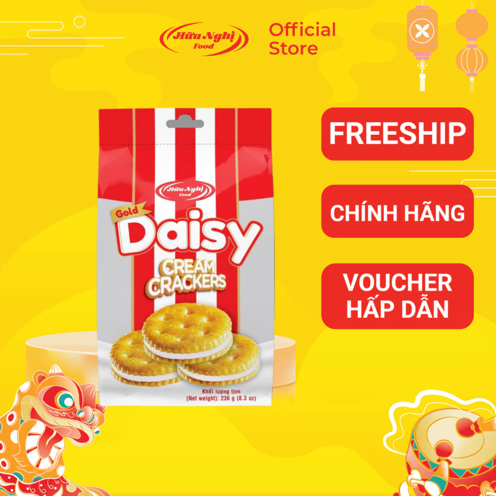 Bánh Gold Daisy Kẹp Kem Sữa 236g Hữu Nghị