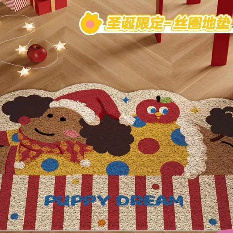 [Sản phẩm mới] Phim hoạt hình Puppy Lối vào Thảm lụa Vòng cửa vào Thảm lót chân gia đình Chống trượt Chống bụi bẩn có thể cắt thảm lối vào