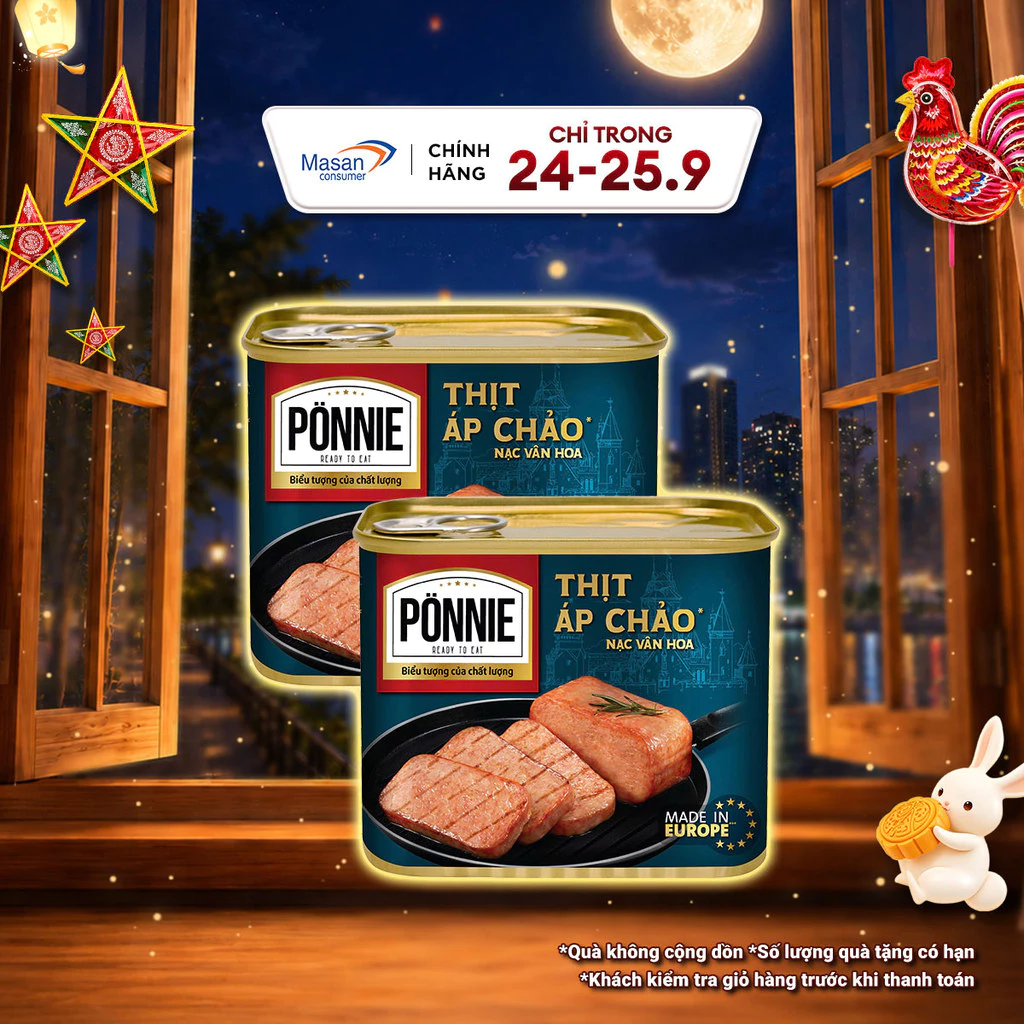 Combo 2 Thịt Áp Chảo Ponnie Hộp 340G