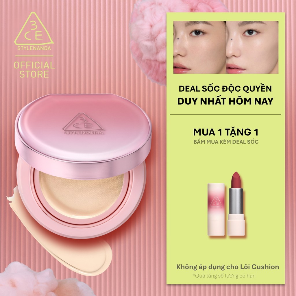 Phấn Nước 3CE Fitting Mesh Cover Cushion Hiệu Ứng Ngọc Trai, Mỏng Nhẹ Tệp Vào…